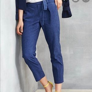 Banana Republic | Avery Trouser Pants 0 Bottoms Pinstripes Tie Waist Navy Blue